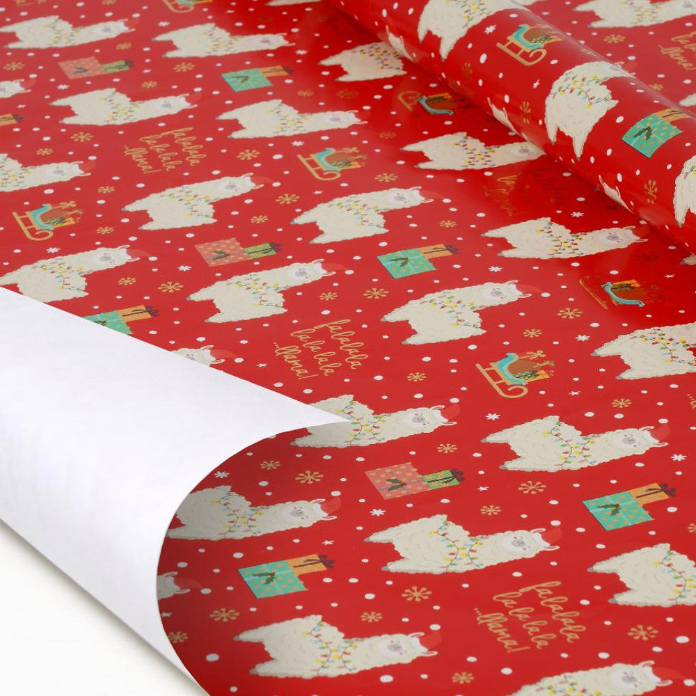 Legami Christmas Wrapping Paper 2m Roll - La La La Llama