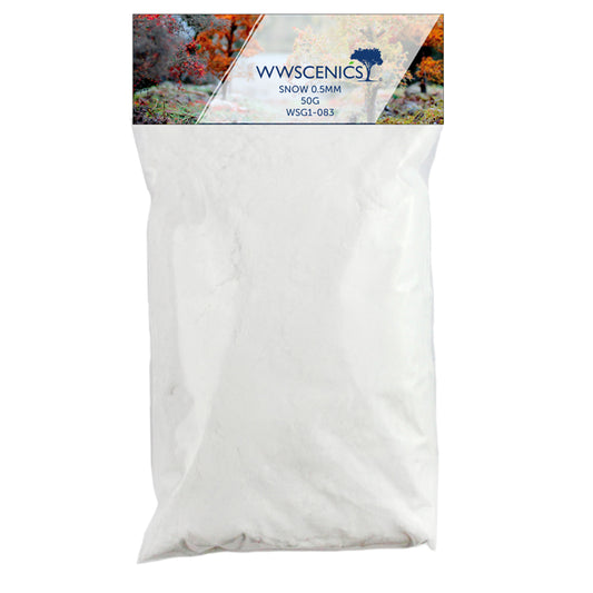 WWScenics Refill 500ml 0.5mm Snow 50g Model Rail Scenics G1-083