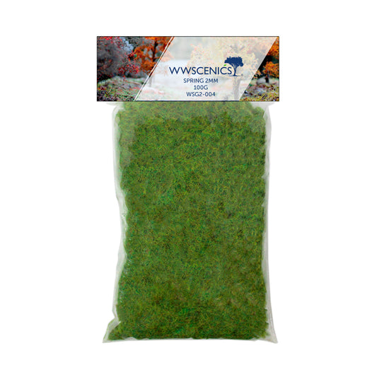 WWScenics Refill 1000m 2mm Spring Static Grass - 100g Model Rail Scenics G2-004