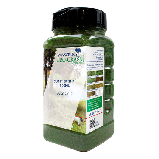 WWScenics 2mm Summer Static Grass - 500ml Canister Model Rail Scenics G2-017