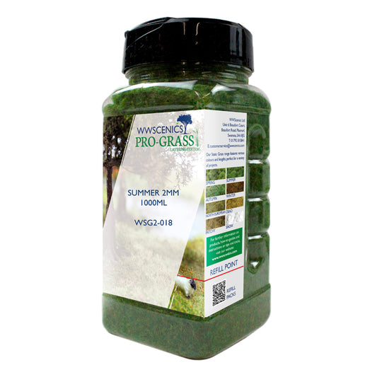 WWScenics 2mm Summer Static Grass - 1000ml Canister Model Rail Scenics G2-018