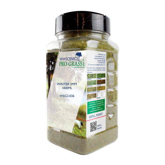 WWScenics 2mm Winter Static Grass - 1000ml Canister Model Rail Scenics G2-036
