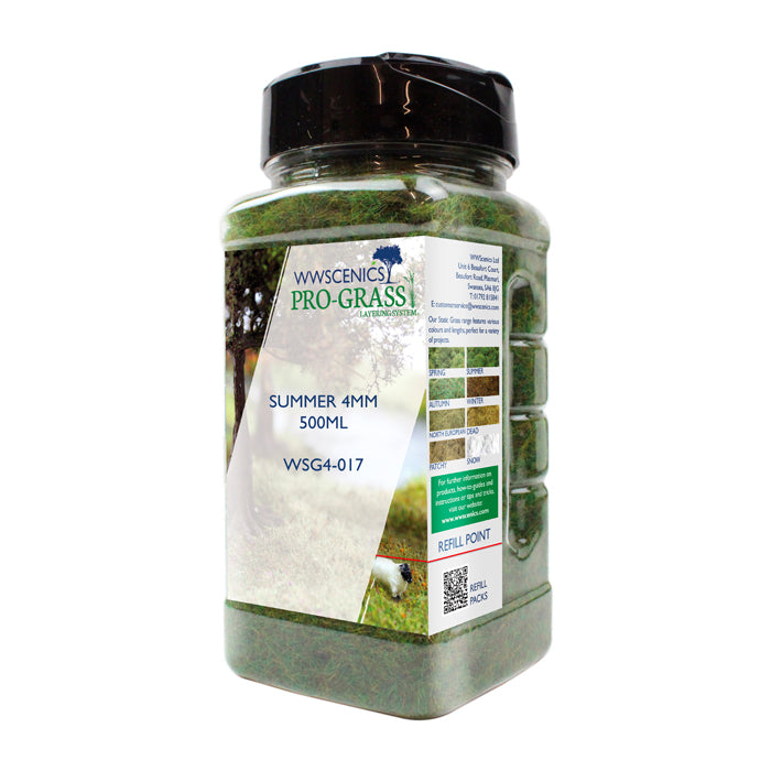 WWScenics 4mm Summer Static Grass - 500ml Canister Model Rail Scenics G4-017