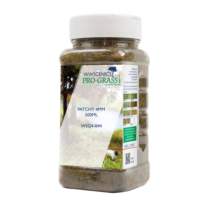 WWScenics 4mm Patchy Static Grass - 500ml Canister Model Rail Scenics G4-044