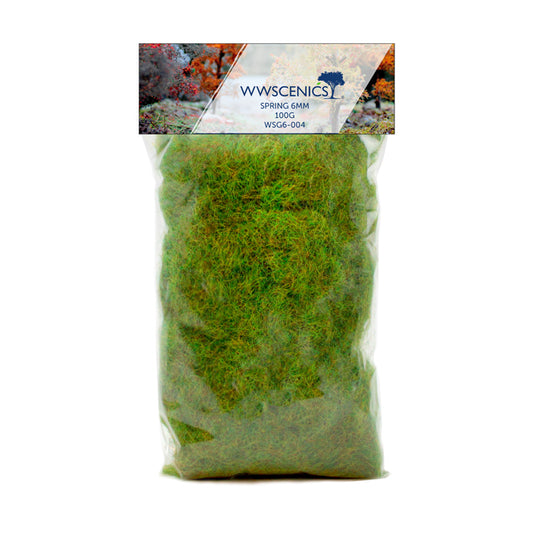 WWScenics Refill 1000ml 6mm Spring Static Grass - 100g Model Rail Scenics G6-004