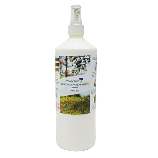 WWScenics Static Grass Layering Spray Adhesive 1000ml Model Rail Scenics GL-015