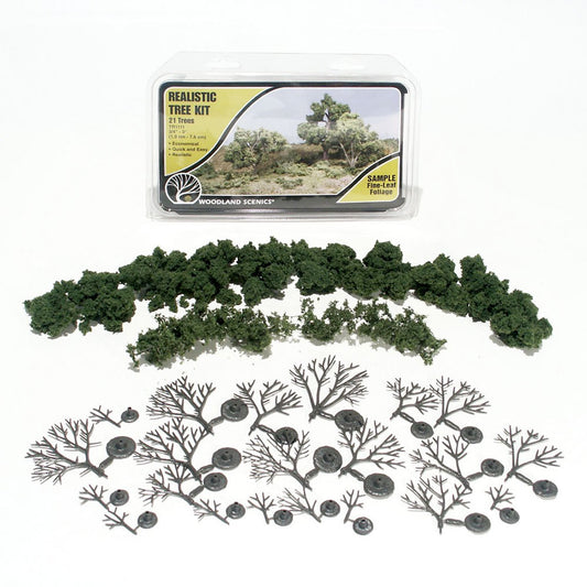 Woodland Scenics TR1111 ¾"-3" Medium Green Deciduous Trees 21/Kit Landscaping