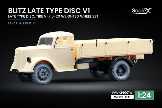 ScaleX Blitz Late v1 Weighted Wheel Set for Italeri 1:24 Model Kits