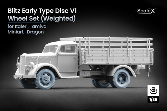 ScaleX Blitz Early Type Disc V1 Weighted Wheel Set For 1:35 Model Kits