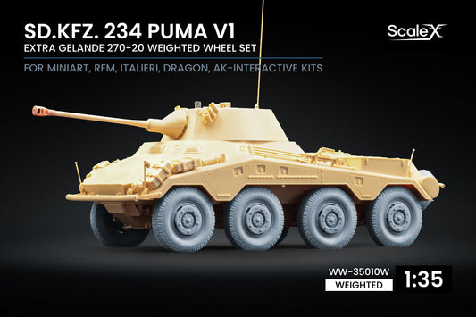 ScaleX Sd.Kfz. 234 Puma v1 Weighted Wheel Set For 1:35 Model Kits