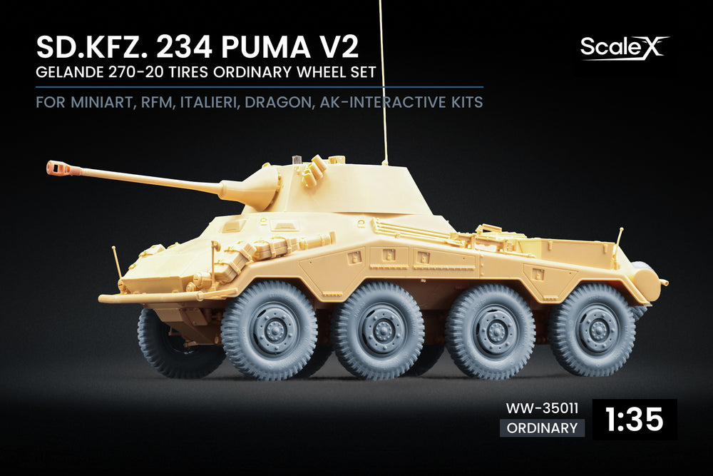 ScaleX Sd.Kfz. 234 Puma v2 Ordinary Wheel Set For 1:35 Model Kits