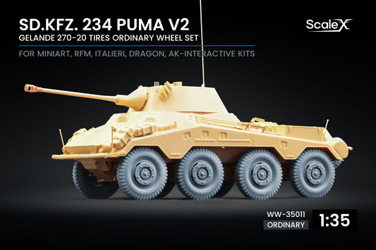 ScaleX Sd.Kfz. 234 Puma v2 Ordinary Wheel Set For 1:35 Model Kits