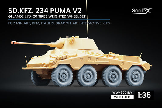 ScaleX Sd.Kfz. 234 Puma v2 Weighted Wheel Set For 1:35 Model Kits