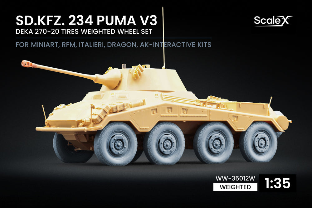 ScaleX Sd.Kfz. 234 Puma v3 Weighted Wheel Set For 1:35 Model Kits