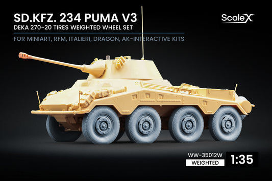 ScaleX Sd.Kfz. 234 Puma v3 Weighted Wheel Set For 1:35 Model Kits