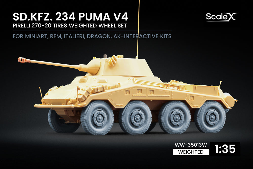 ScaleX Sd.Kfz. 234 Puma v4 Weighted Wheel Set For 1:35 Model Kits