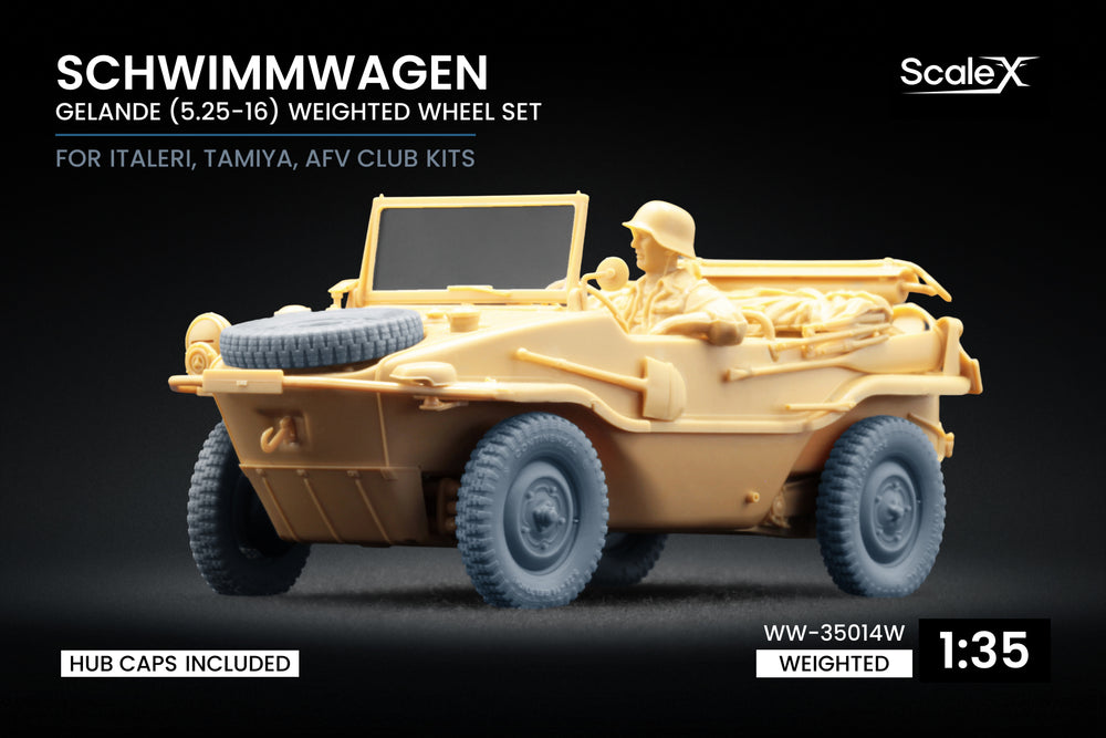 ScaleX Schwimmwagen Gelände v1 5.25-16 Weighted WheelSet 1:35 ModelKit WW-35014W