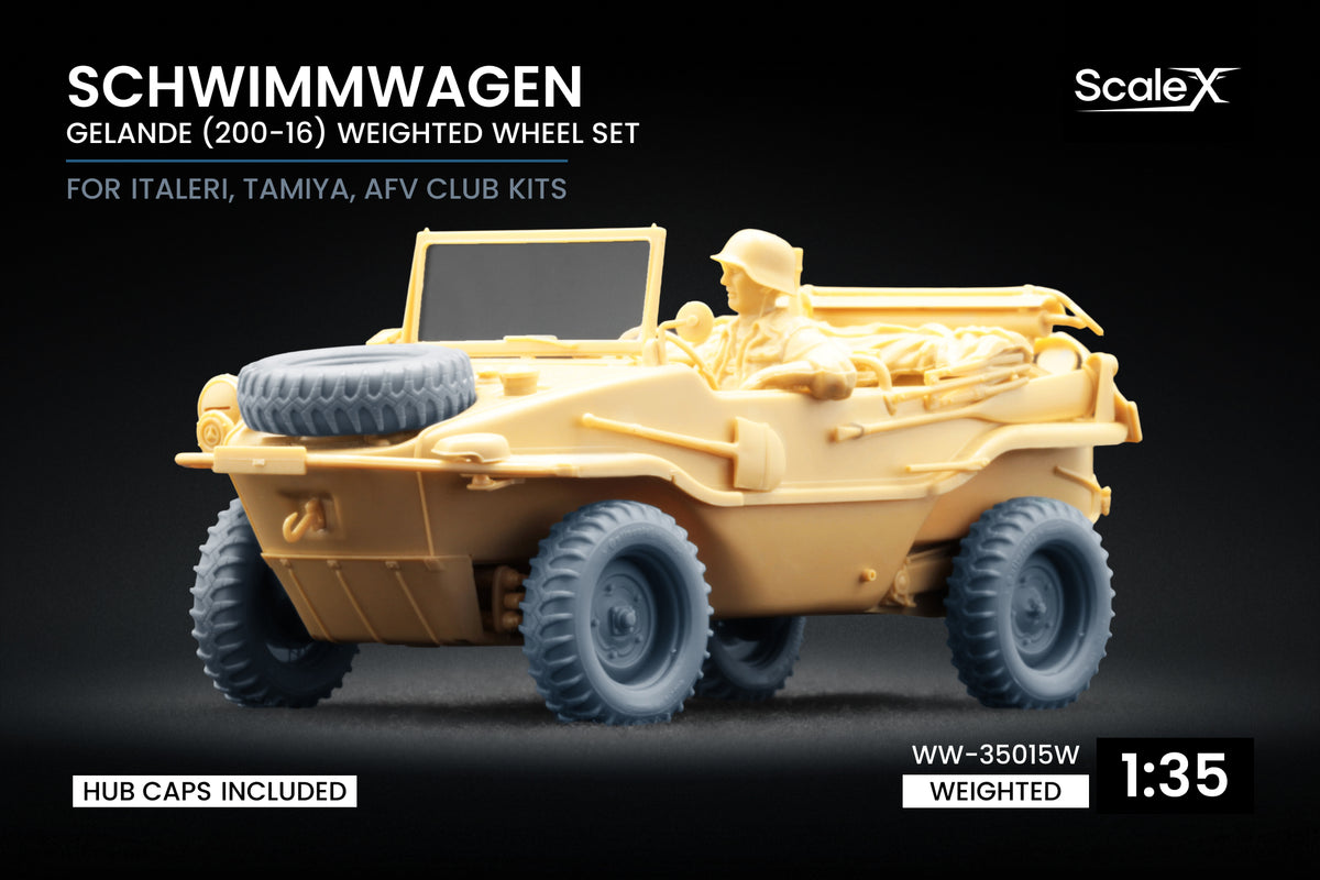 ScaleX Schwimmwagen Gelände v2 200-16 Weighted WheelSet 1:35 Model Kit WW-35015W