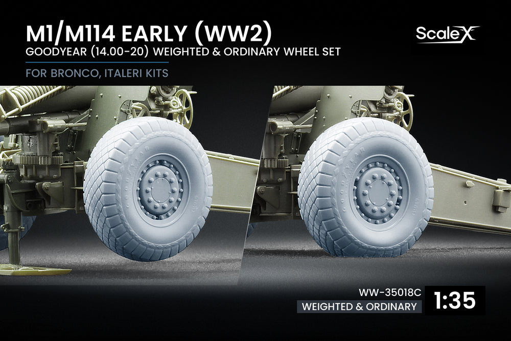 ScaleX M1/M114 Early WW2 Ordinary & Weighted Wheel Set 1:35 Model Kit WW-35018C