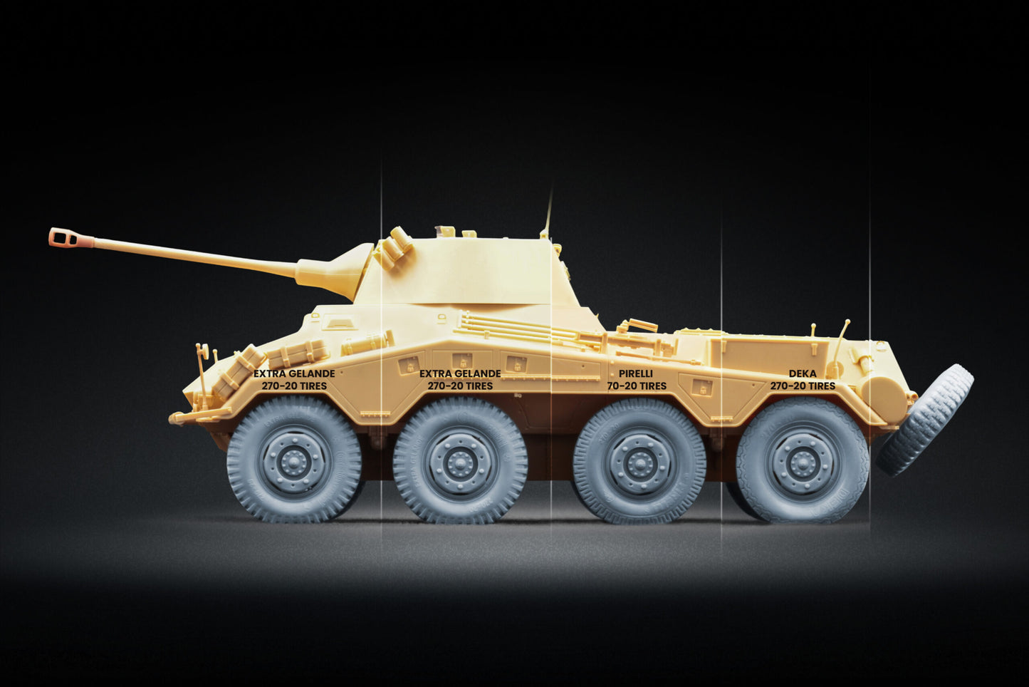 ScaleX Sd.Kfz. 234 Puma V1+V1+V4+V3 Weighted Wheel Set for Dragon 1:35 ModelKits