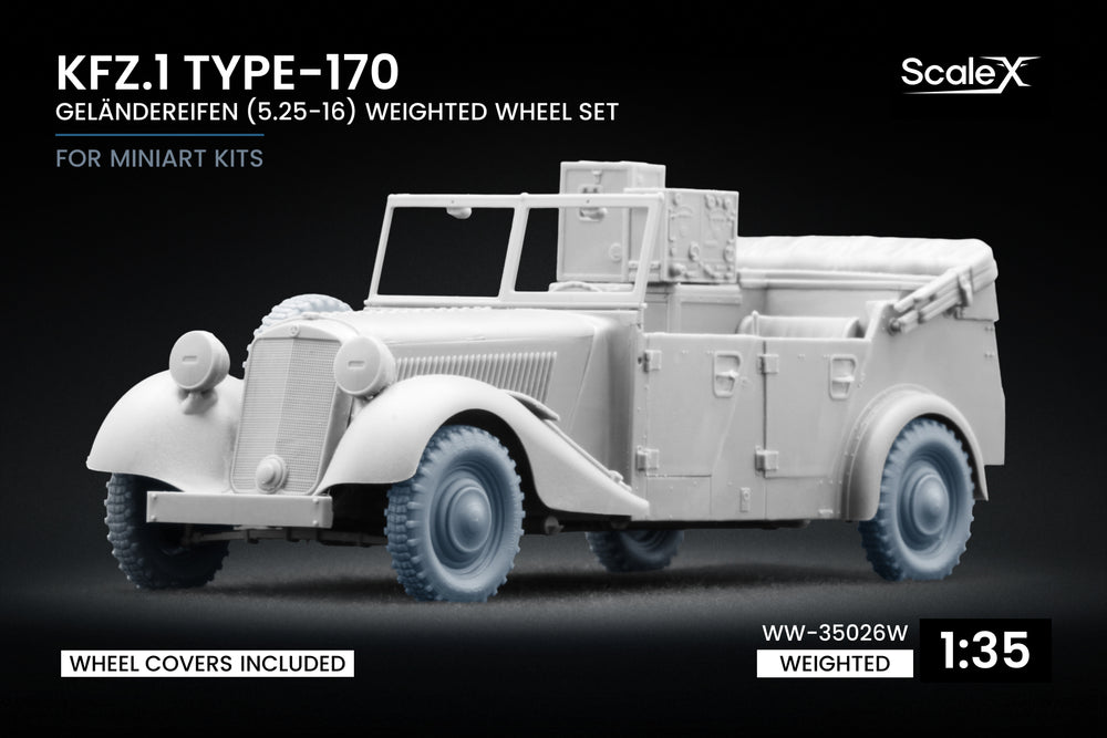ScaleX Kfz.1 Type-170 VK Geländereifen Weighted WheelSet 1:35 ModelKit WW-35026W