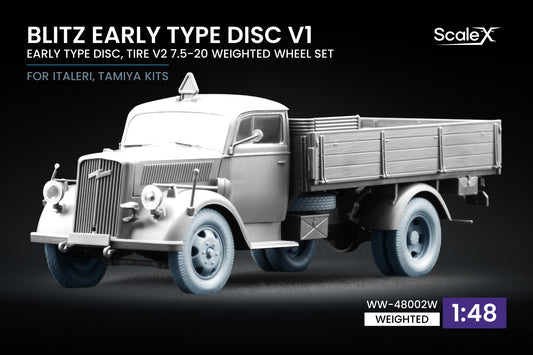 ScaleX Blitz Early v2 Weighted Wheel Set for Italeri, Tamiya 1:48 Model Kits