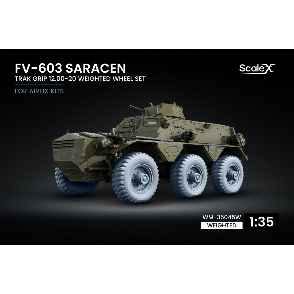ScaleX Alvis Saracen FV-603 Trak Grip Weighted Wheel Set For Airfix Model Kits