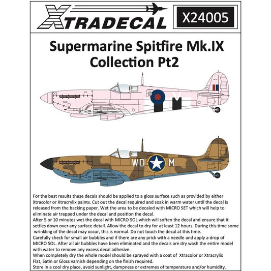 Xtradecal 24005 1:24 Supermarine Spitfire Mk.IX Collection Pt2 Model Kit Decals