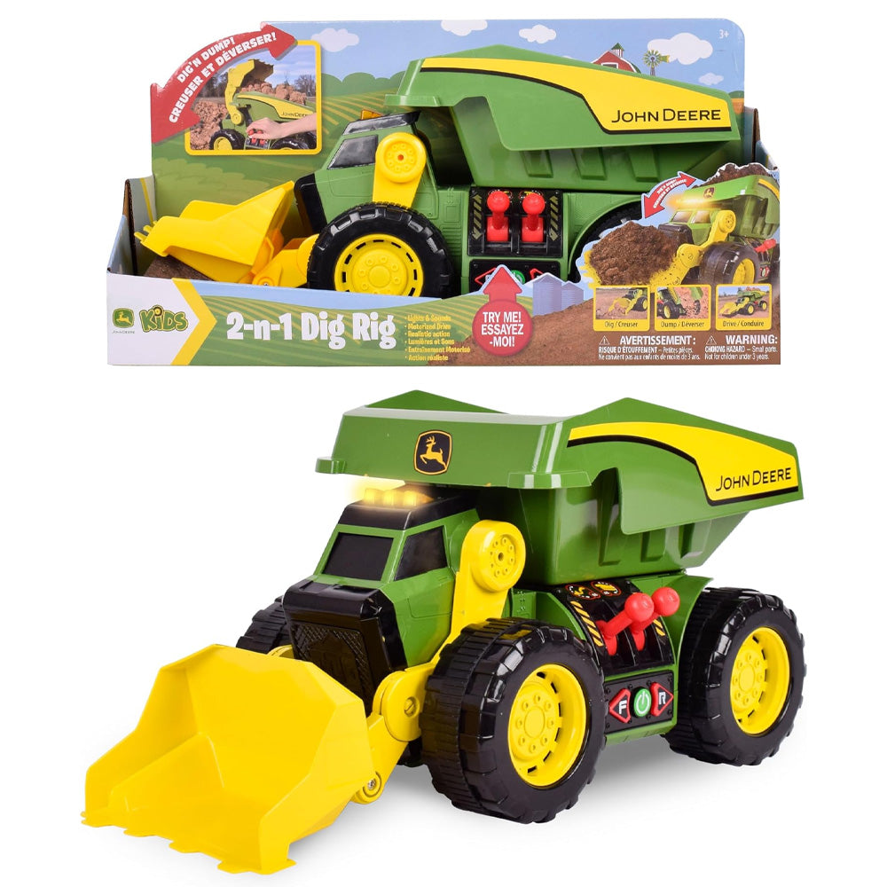John Deere Kids 2-in-1 Dig Rig Large Motorized Dumper Farm Toy