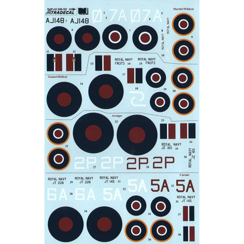 Xtradecal 48102 US Aircraft in the FAA Pt 1 Yanks w/Roundels 1:48 Decal Set
