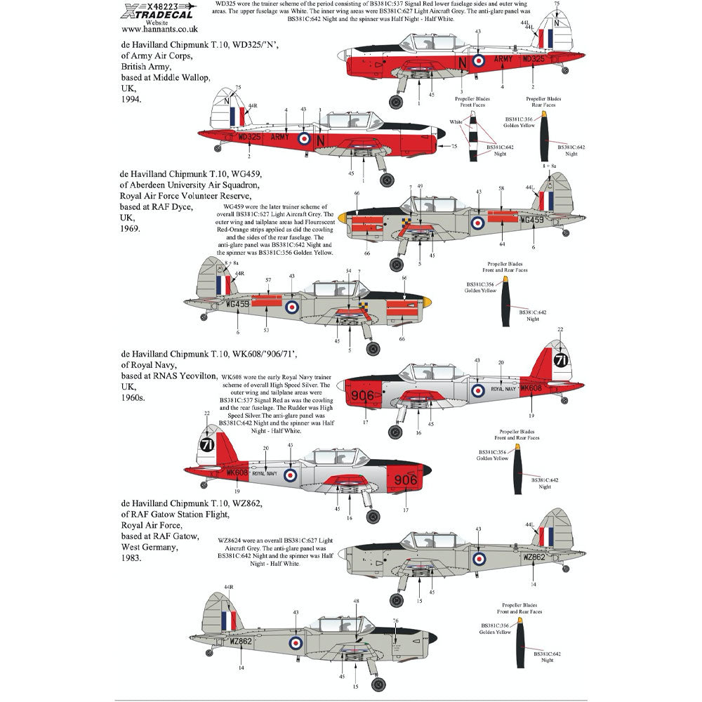 Xtradecal Military Service Part 3 Decal for 1:48 Airfix de Havilland Chipmunk