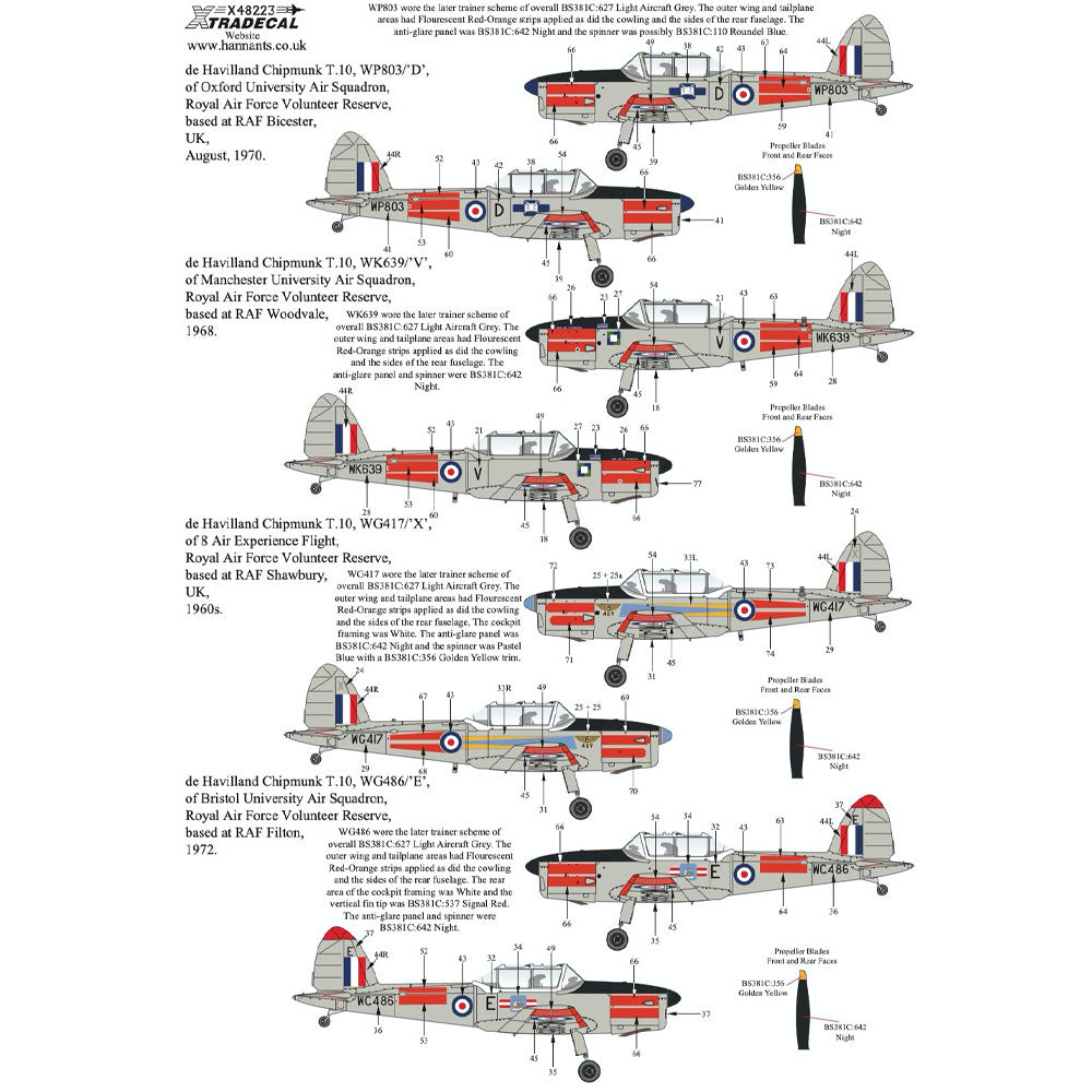 Xtradecal Military Service Part 3 Decal for 1:48 Airfix de Havilland Chipmunk