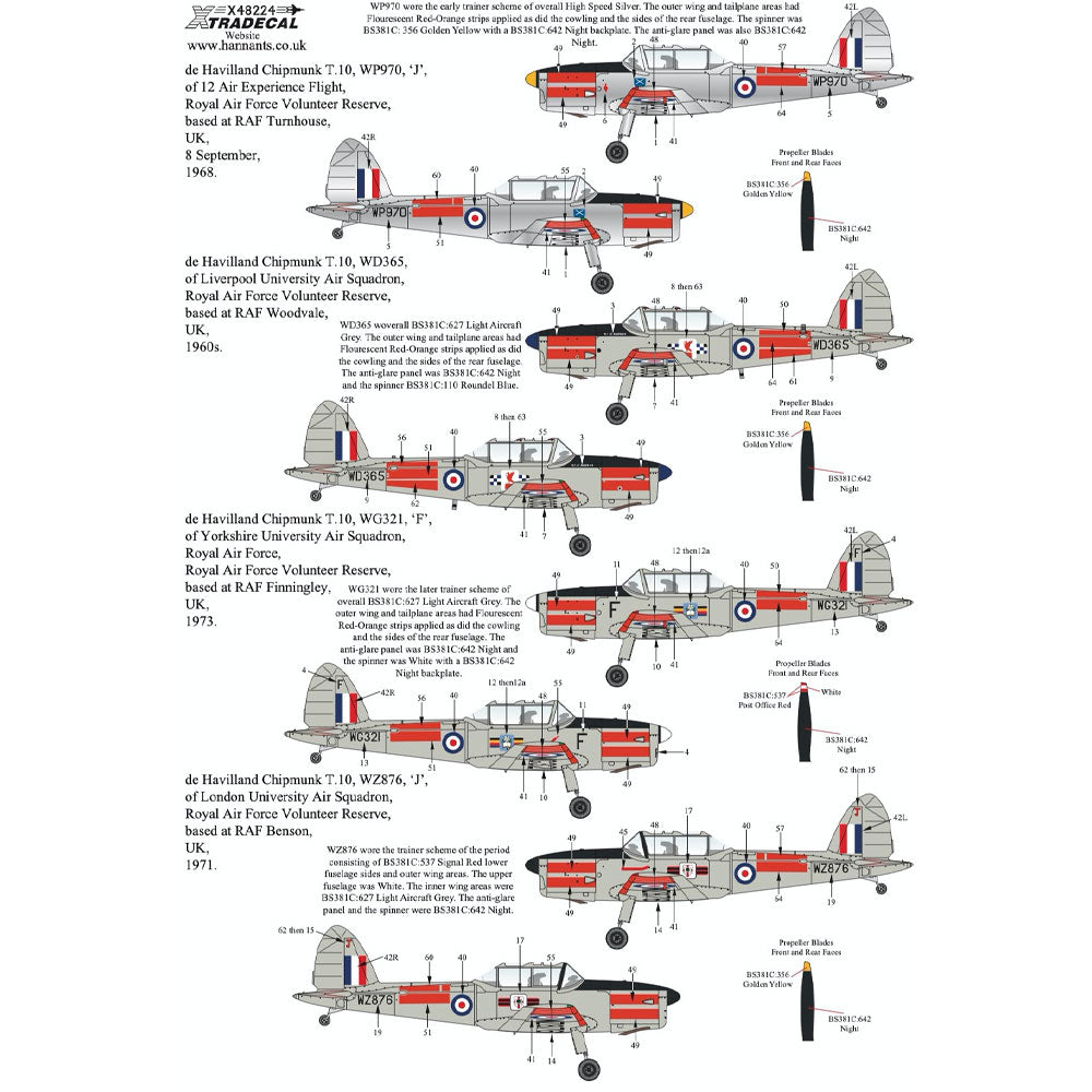 Xtradecal Military Service Part 4 Decal for 1:48 Airfix de Havilland Chipmunk