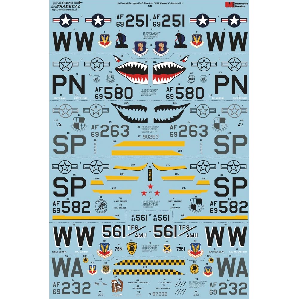Xtradecal 48241 F-4G Phantom Wild Weasel Collection Pt1 1:48 Model Kit Decal Set