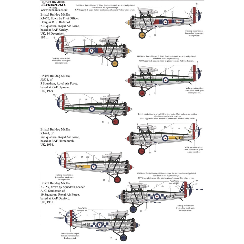 Xtradecal 48250 Bristol Bulldog Collection Pt.1 1:48 Model Kit Decal Set