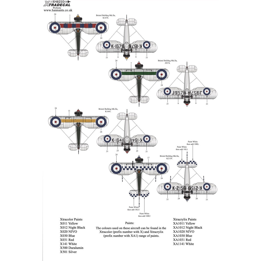 Xtradecal 48250 Bristol Bulldog Collection Pt.1 1:48 Model Kit Decal Set