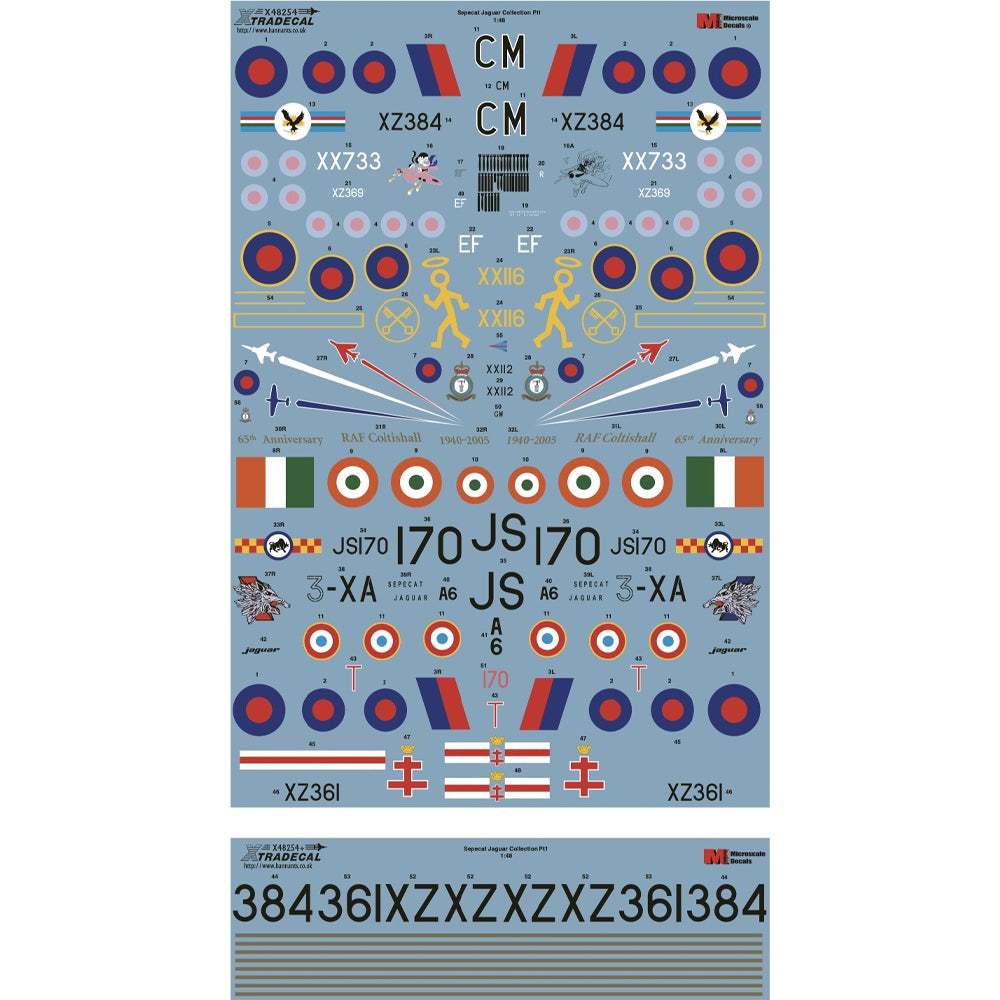 Xtradecal X48254 BAC/SEPECAT Jaguar GR.1/GR.1A 1:48 Decal Collection Pt.1
