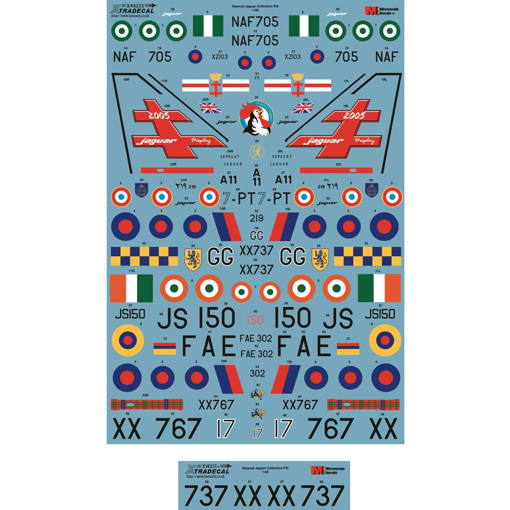 Xtradecal X48255 BAC/SEPECAT Jaguar GR.1/GR.1A 1:48 Decal Collection Pt.2