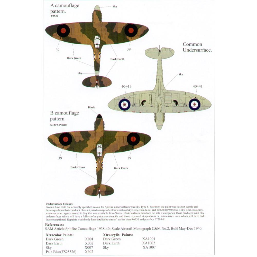 Xtradecal 72075 Spitfire Mk.I/MK.II 1:72 Model Kit Decals