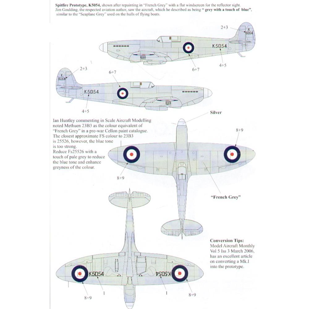 Xtradecal 72075 Spitfire Mk.I/MK.II 1:72 Model Kit Decals