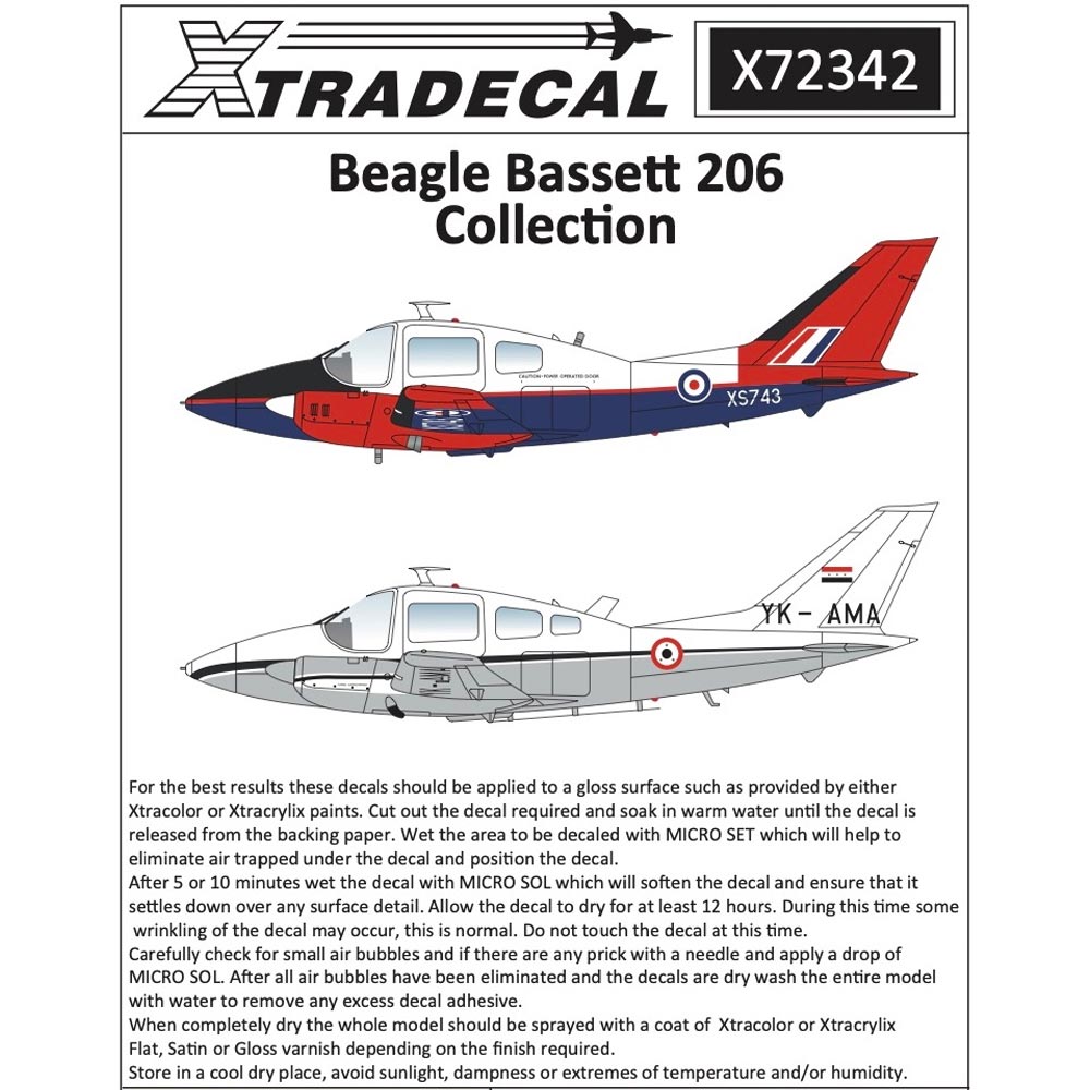 Xtradecal Beagle Bassett 206 Collection 1:72 Decals 72342