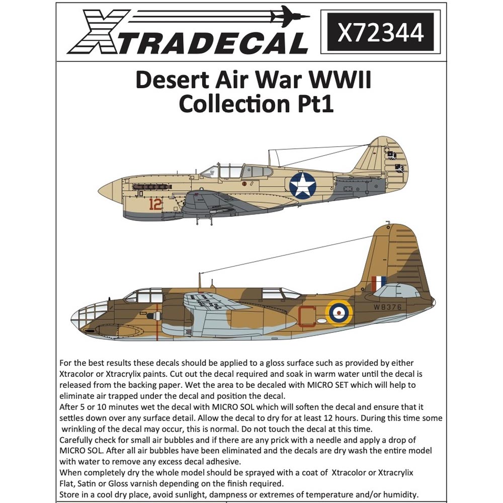 Xtradecal 72344 Desert Air War WWII Collection Part 1 1:72 Model Kit Decals