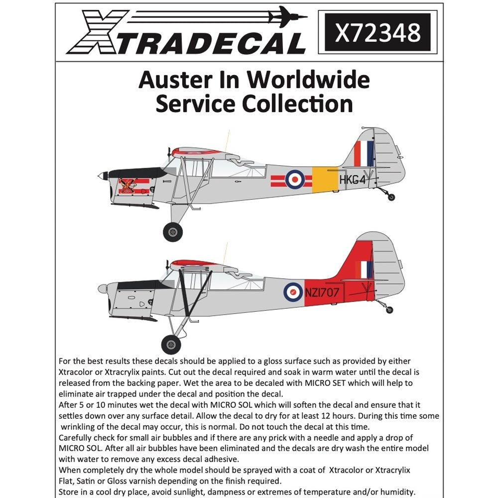 Xtradecal 72348 Auster In Worldwide Service Collection 1:72 Model Kit Decal Set