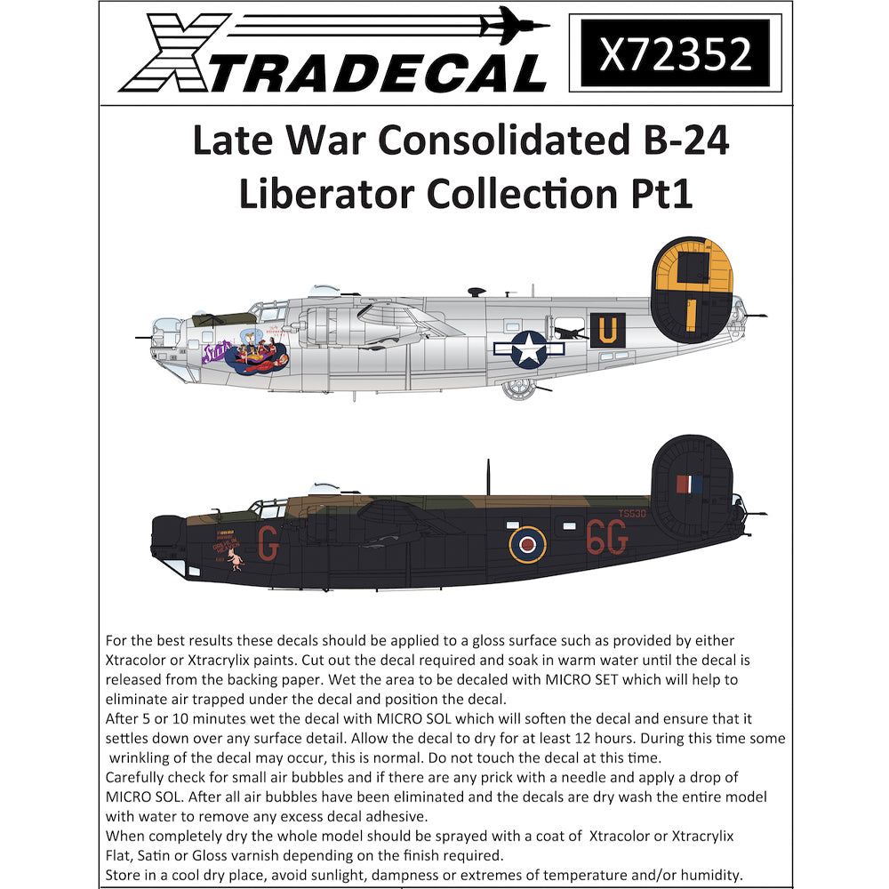 Xtradecal 72352 Late War Consolidated B-24 Liberator Collection Pt1 1:72 Decals