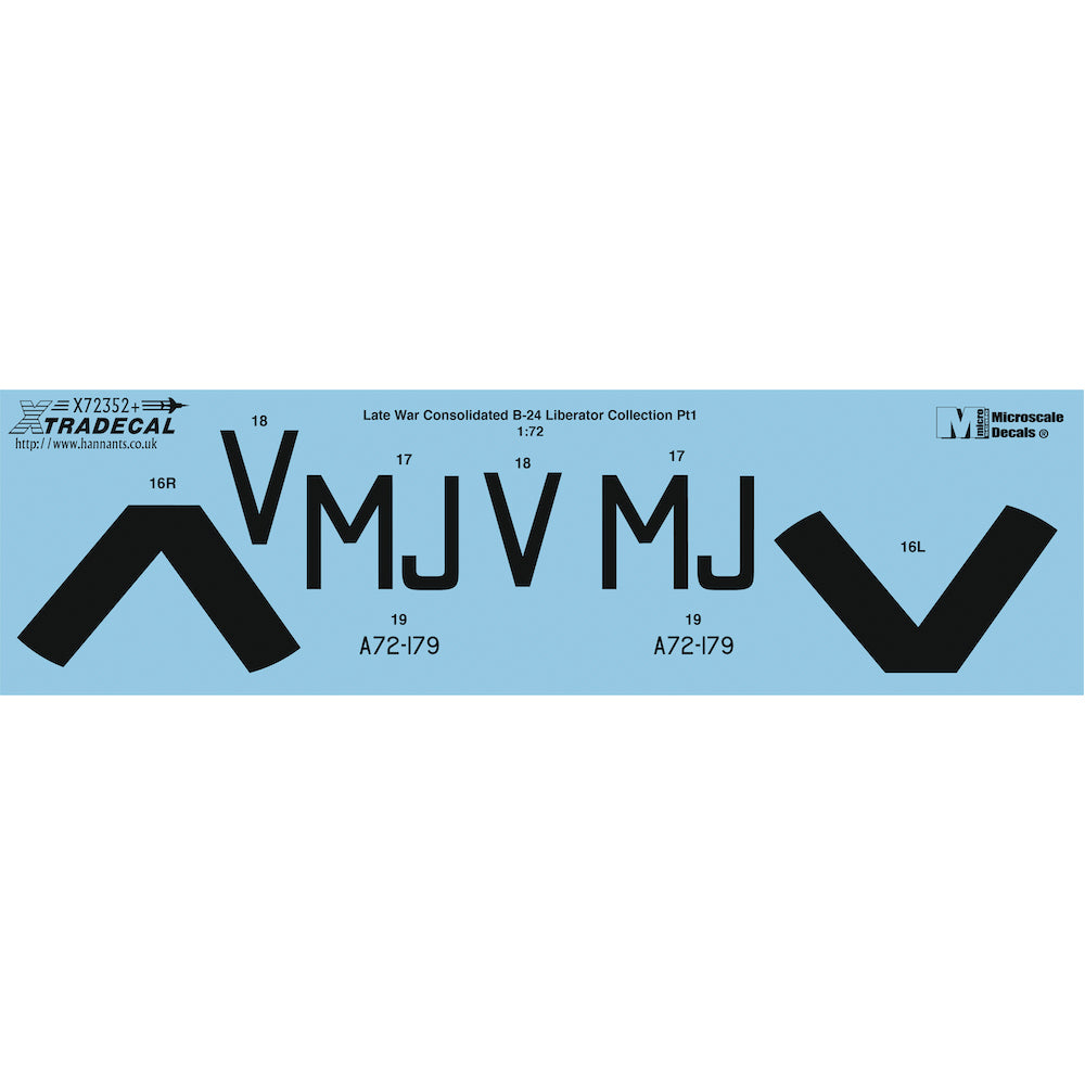 Xtradecal 72352 Late War Consolidated B-24 Liberator Collection Pt1 1:72 Decals