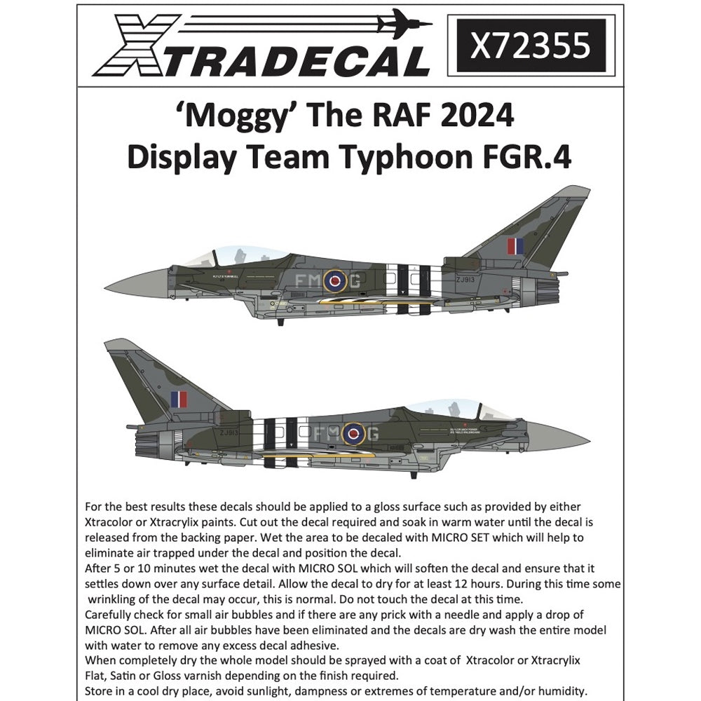 Xtradecal 72355 'Moggy' RAF 2024 Display Team Typhoon FGR.4 1:72 Model Decal Set