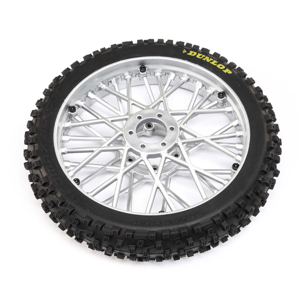 Losi Promoto-MX Dunlop MX53 Front Wheel Tyre-Mounted - Chrome LOS46006
