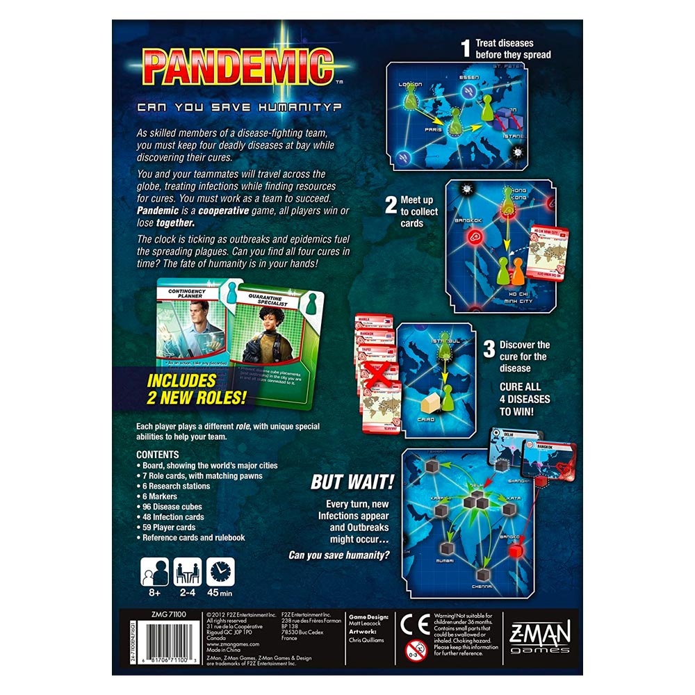 Pandemic - Board Game - Age 8+ - 2-4 Players - 45min - Z-Man Games