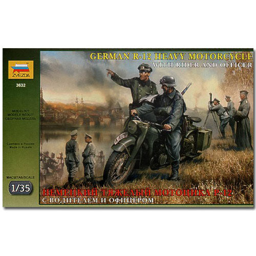 ZVEZDA 3632 German WW2 R12 Motorcyle 2 Figures Model Kit 1:35