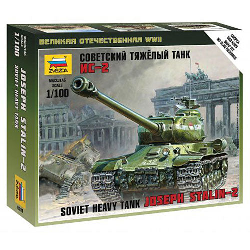 Zvezda 6201 IS-2 Heavy Soviet Tank WWII 1:100 Snap Fit Military Model Kit